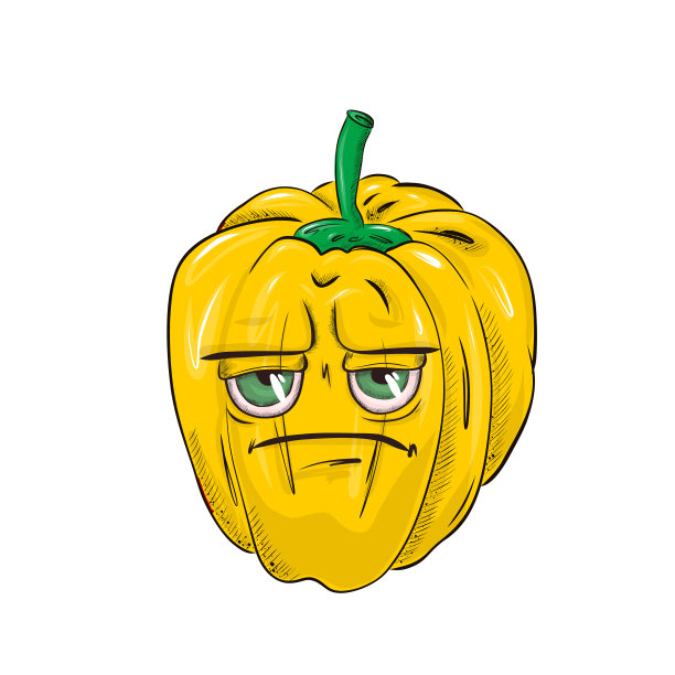 黄甜椒，矢量在平面卡通风格图片下载