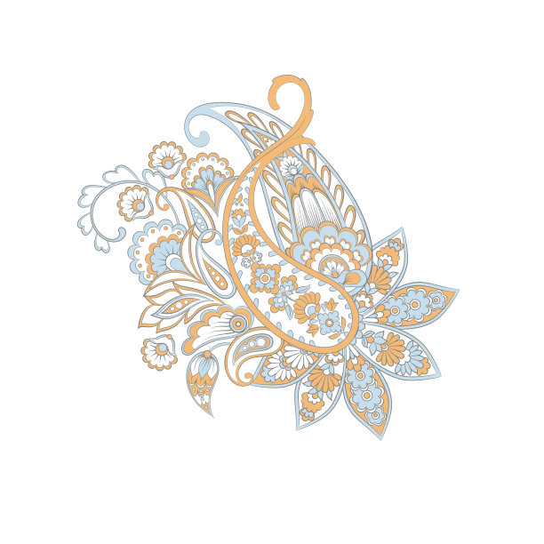 矢量孤立的印度花纹与佩斯利图片下载