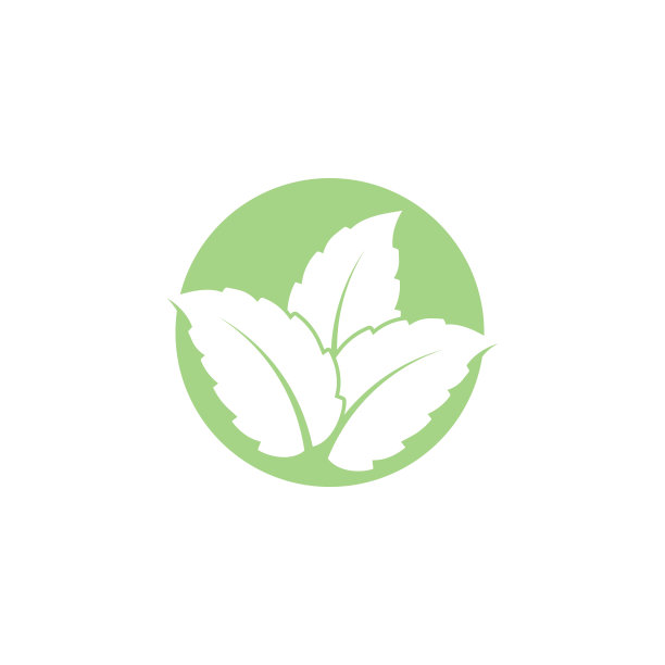 薄荷叶平面矢量彩色图标模板图片下载