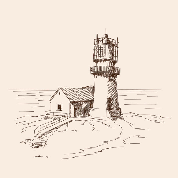 石岸上的灯塔图片下载