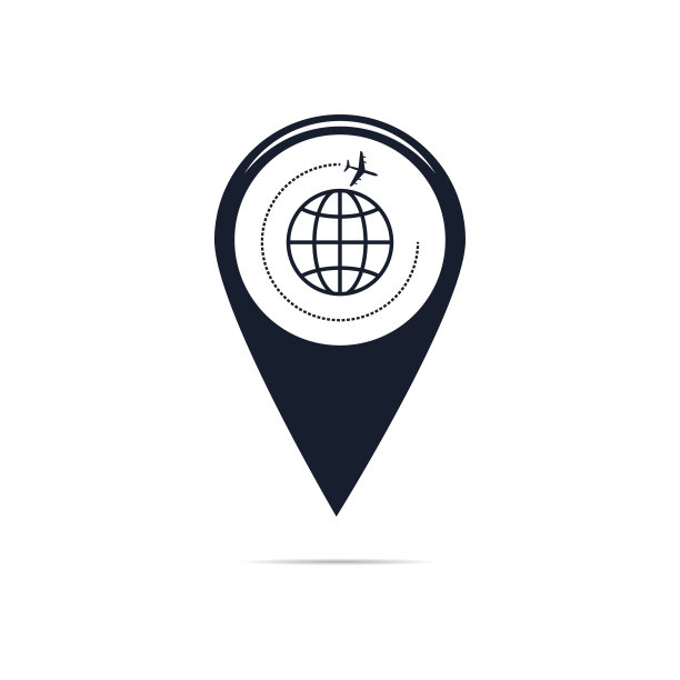 地图指针与飞机图标地图指针。矢量插图eps 10图片下载