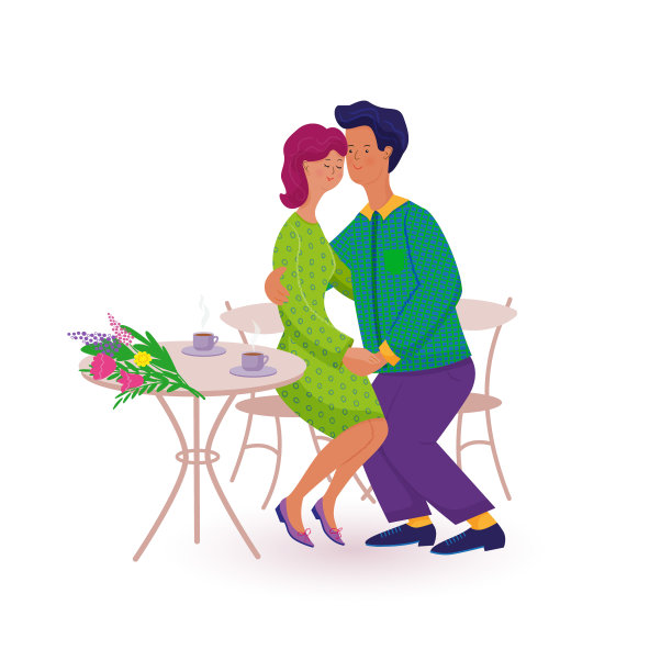 在咖啡馆里相爱的男人和女人图片下载