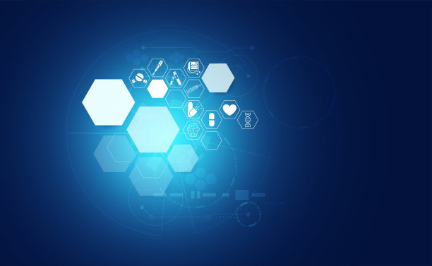 摘要健康医学健康icon数字科技科学概念现代创新高科技未来蓝色背景。图片下载