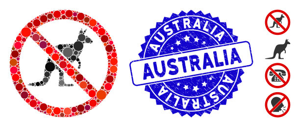 马赛克没有袋鼠图标与痛苦的澳大利亚图片下载