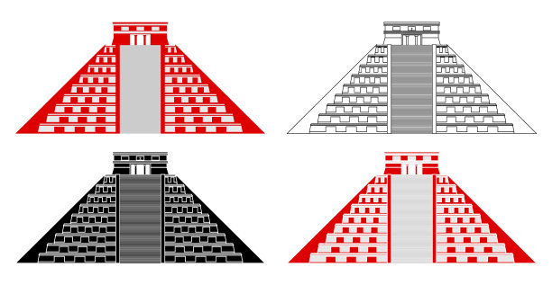 城堡神庙库库尔坎在正面视图图片下载
