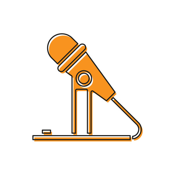 橙色麦克风图标隔离在白色图片下载