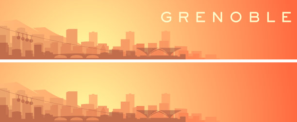 格勒诺布尔美丽的天际线风景横幅图片下载