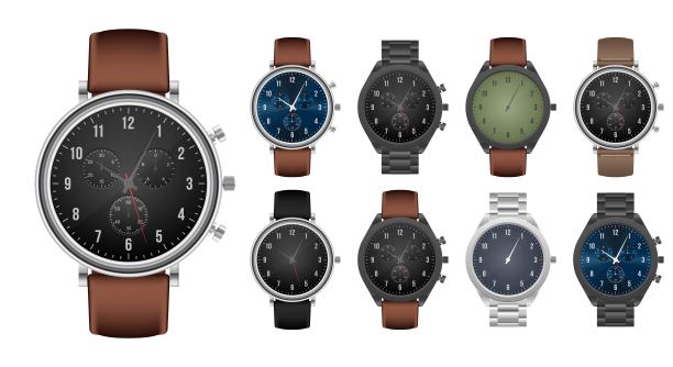 真实的手手表矢量插图孤立在白色背景图片下载