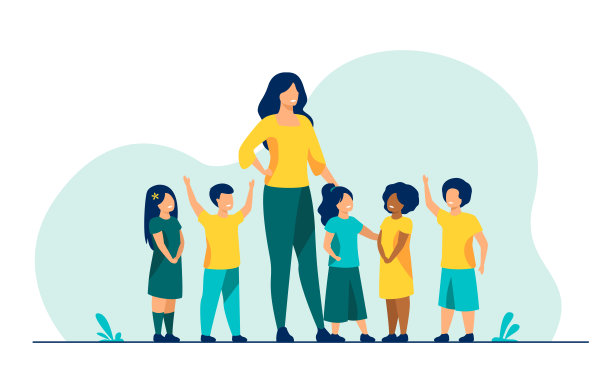 一群学生和女教师图片下载