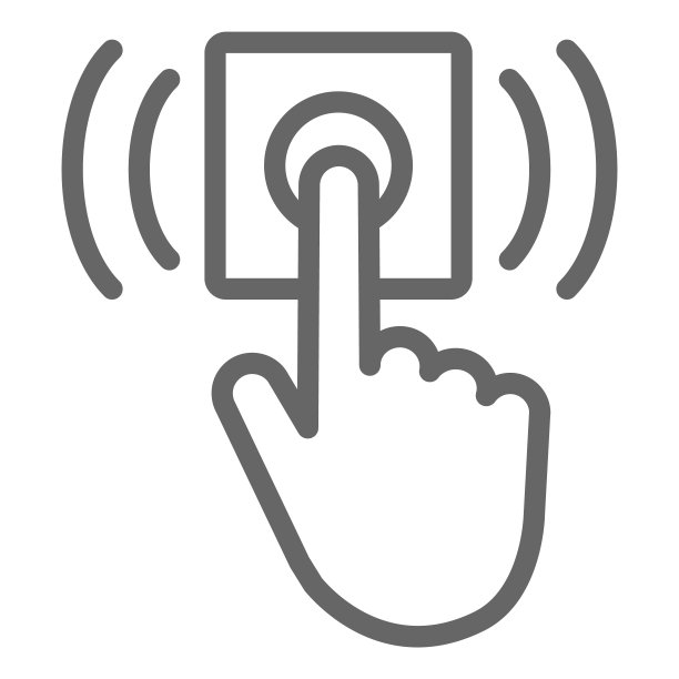 门铃铃声线图标，交付符号，手按门铃按钮矢量标志上的白色背景，手指按门铃图标轮廓风格的移动和网页设计。矢量图形。图片下载