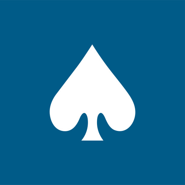 Playing Card Spade图标在蓝色背景上。蓝色平面风格矢量插图图片下载