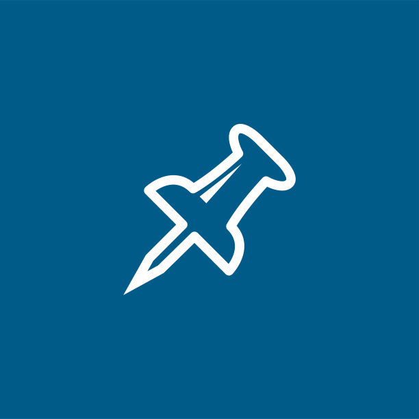 推针线图标上的蓝色背景。蓝色平面风格矢量插图图片下载