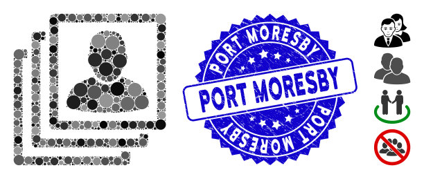 马赛克用户帐户图标与grunge端口moresby图片下载