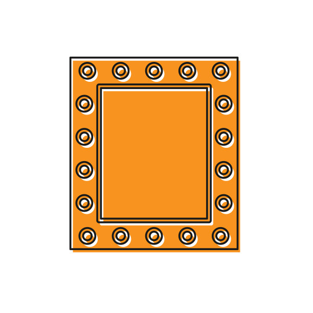橙色化妆镜与灯图标隔离图片下载