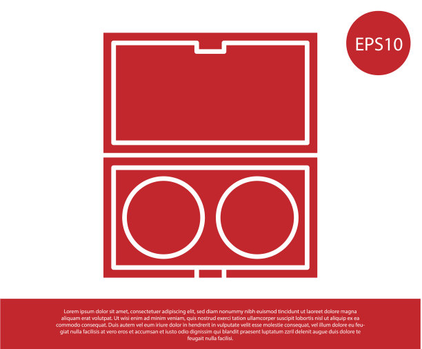 红色化妆粉与镜子图标隔离图片下载