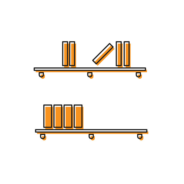 橙色书架与书籍图标孤立在白色图片下载