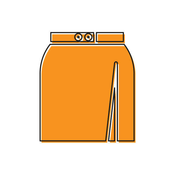 橙色裙子图标孤立的白色背景图片下载