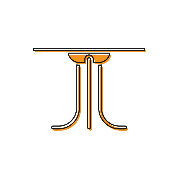 橙色圆桌图标孤立在白色图片下载