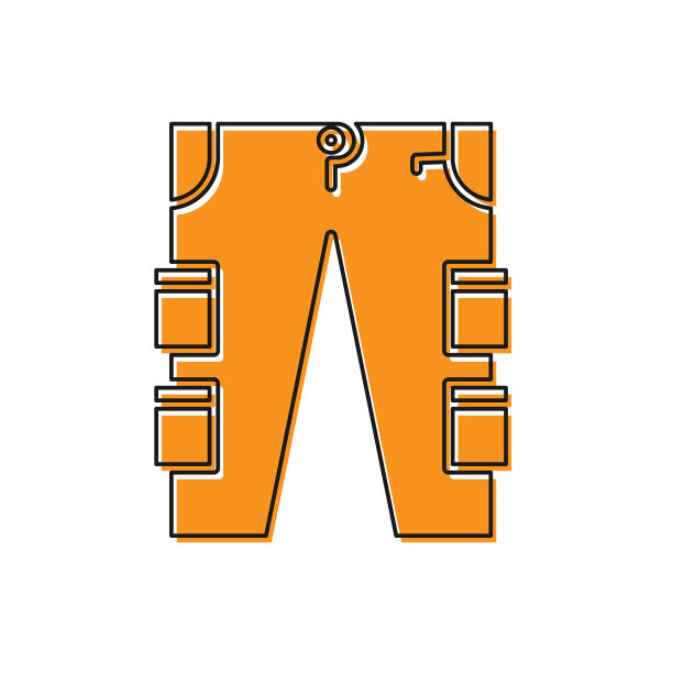 橙色工装裤图标孤立在白色图片下载