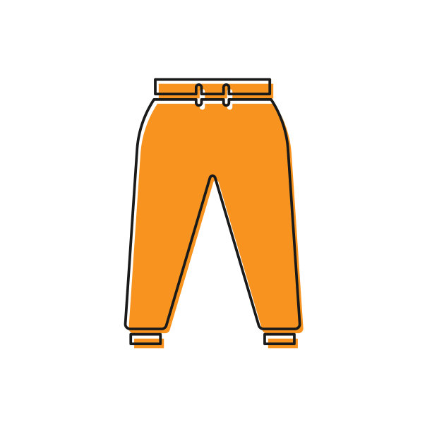 橙色运动裤图标孤立在白色图片下载