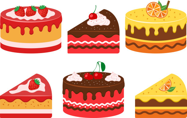 放置水果蛋糕整个和草莓片图片下载