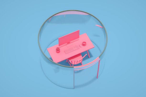 有社会距离的工作场所，自我隔离的概念图片下载