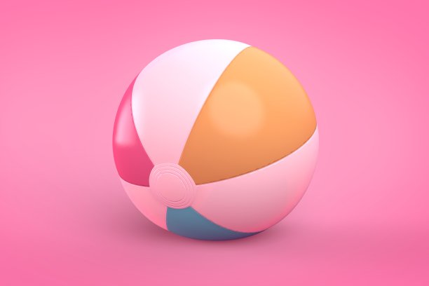 彩色的海滩球孤立在粉红色的背景股票照片图片下载