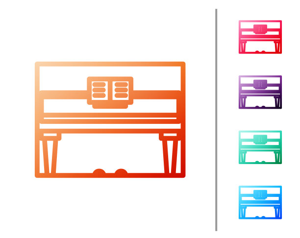 红色线三角钢琴图标孤立在白色图片下载