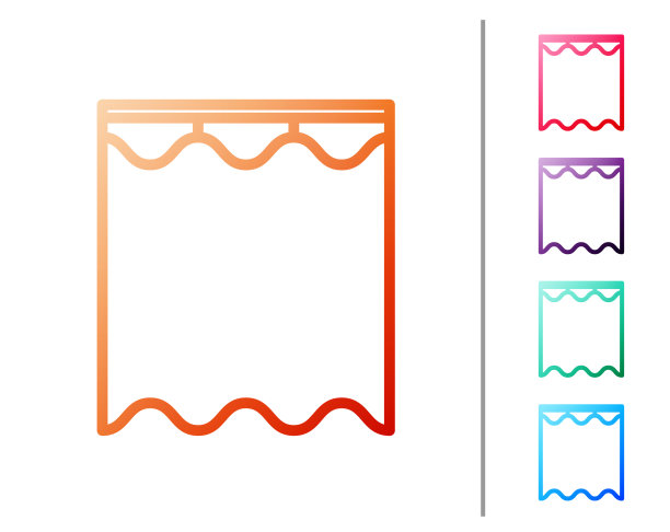红色线窗帘图标隔离在白色图片下载