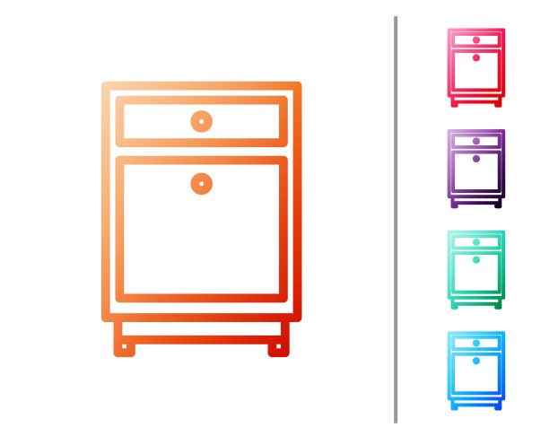 红色线家具床头柜图标孤立上图片下载