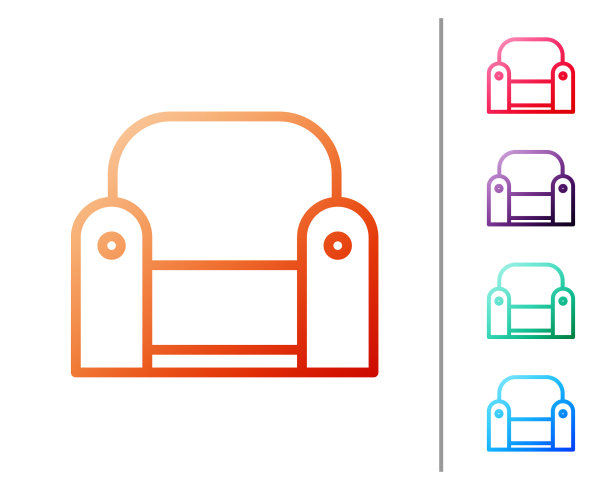 红色线扶手椅图标孤立在白色图片下载
