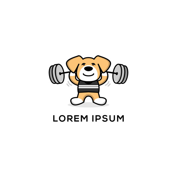 小狗健身logo设计，小狗运动矢量logo设计图片下载