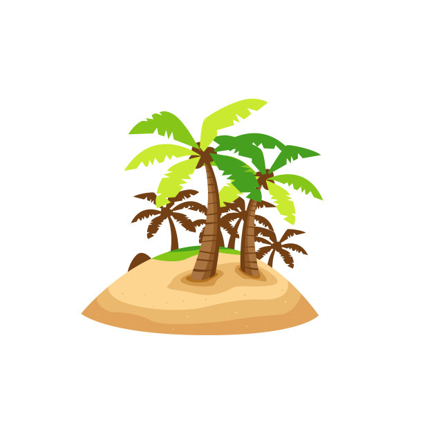 有椰子树和绿草的孤岛图片下载