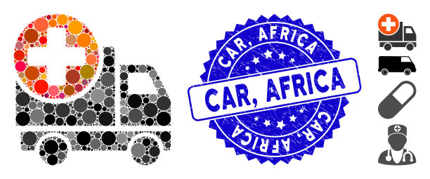 拼贴医疗交付图标与纹理汽车图片下载