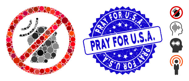 拼贴没有心灵感应波与痛苦的图标祈祷图片下载