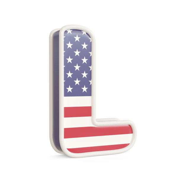 孤立在白色背景上的美国国旗字母表图片下载