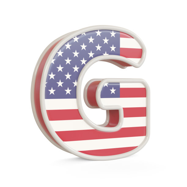 孤立在白色背景上的美国国旗字母表图片下载