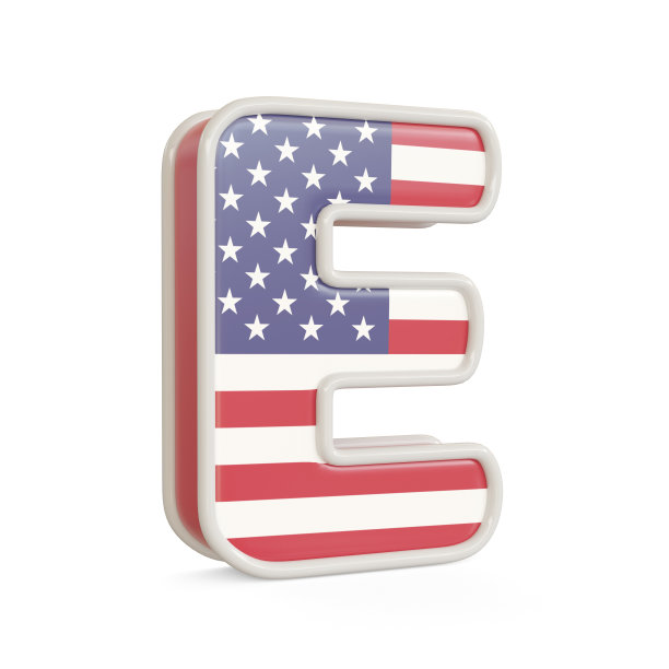孤立在白色背景上的美国国旗字母表图片下载