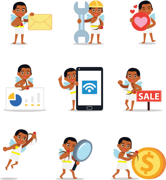 设定角色男人穿着可爱的丘比特服装图片下载