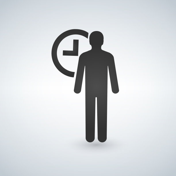 男人见证时钟图标简单的商业标志图标图片下载