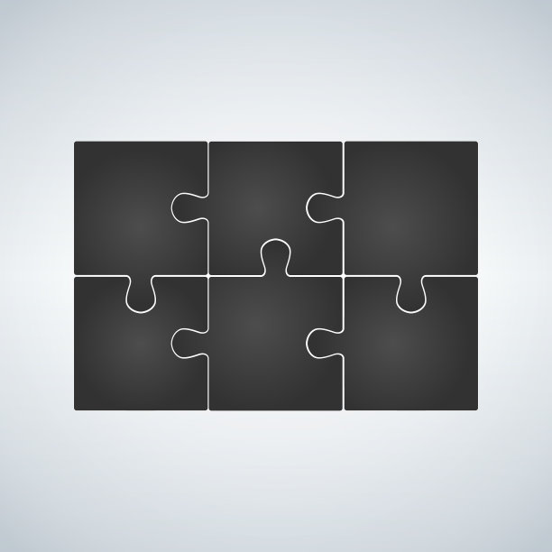 六块灰色平拼图信息图图片下载