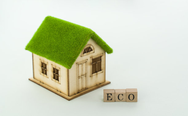 模型房屋与铭文ECO字母字图片下载