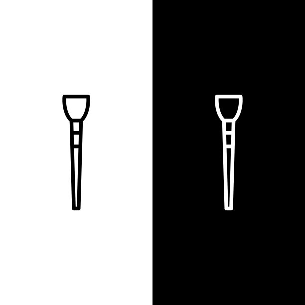 设置线化妆刷图标隔离在黑色和图片下载