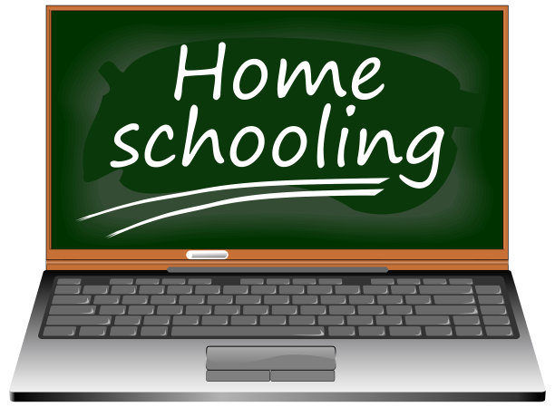 笔记本电脑与家庭教育- 3D插图图片下载