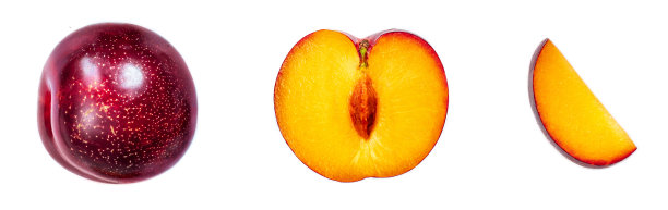 梅子果实孤立在白色背景，特写。热带抽象背景。“n图片下载