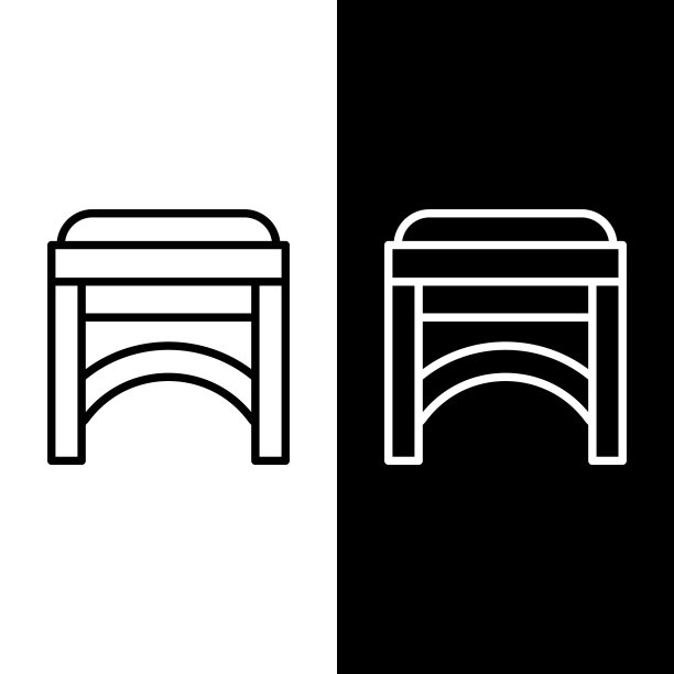 设置线椅图标隔离在黑色和白色图片下载