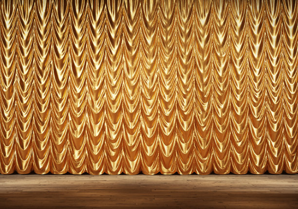 剧院的金色窗帘或窗帘。图片下载