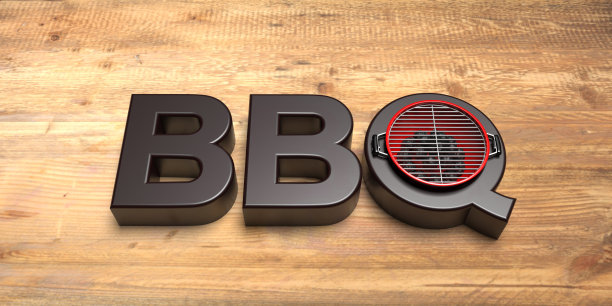 木头背景下的烧烤文字。三维演示图片下载