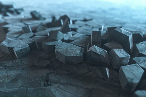 破碎的岩石地面，地震地面，3d渲染。图片下载