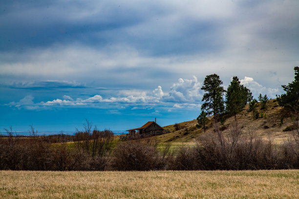 美国西部的原木建筑图片下载